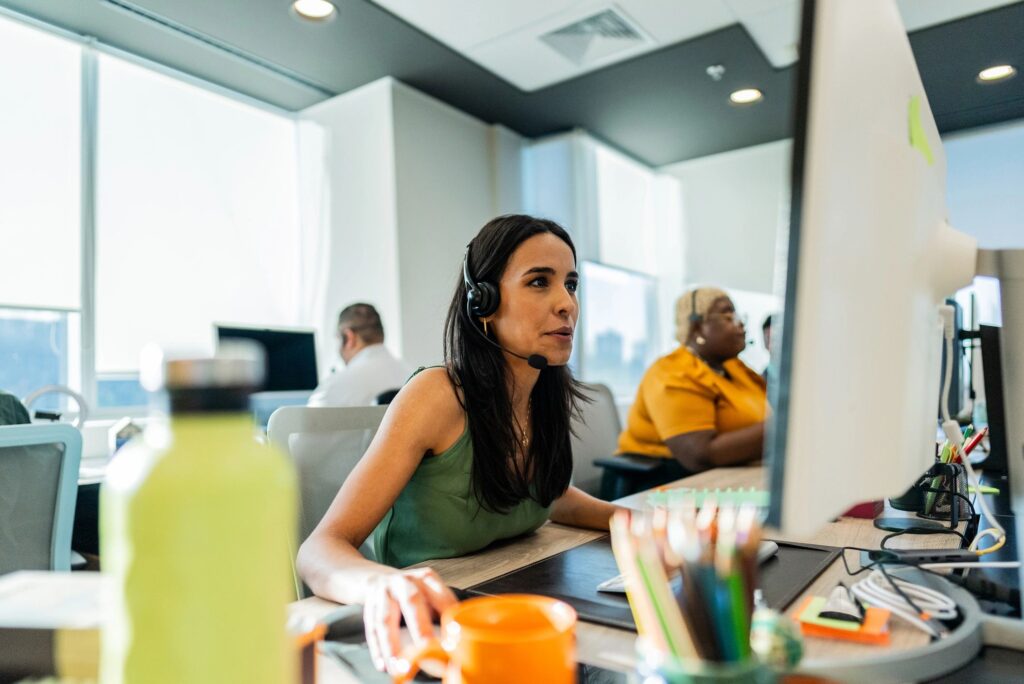 Customer Service Representative working on the office